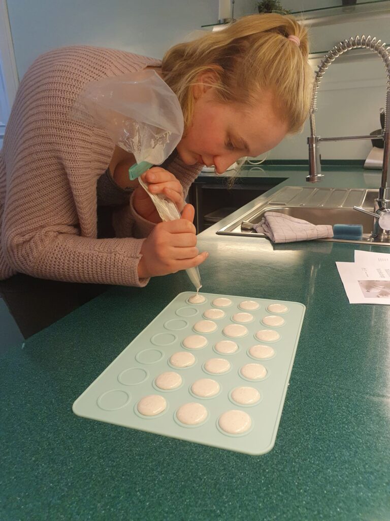 Woman with FXS working on fine motor skills