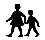 El ele tutuşmuş ve yürüyen iki çocuk silueti