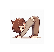 A cartoon of a boy stretching