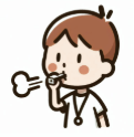 A cartoon boy blowing a whistle