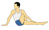 A cartoon of a man doing a twist stretch