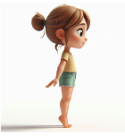 A cartoon of a girl on her tiptoes