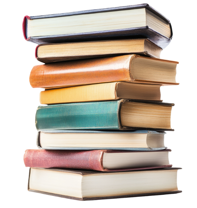 An image of a stack of hardback books
