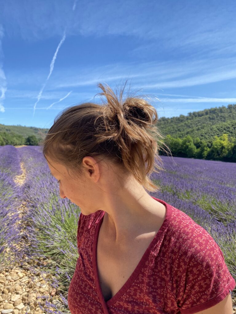 Woman turning away from camera